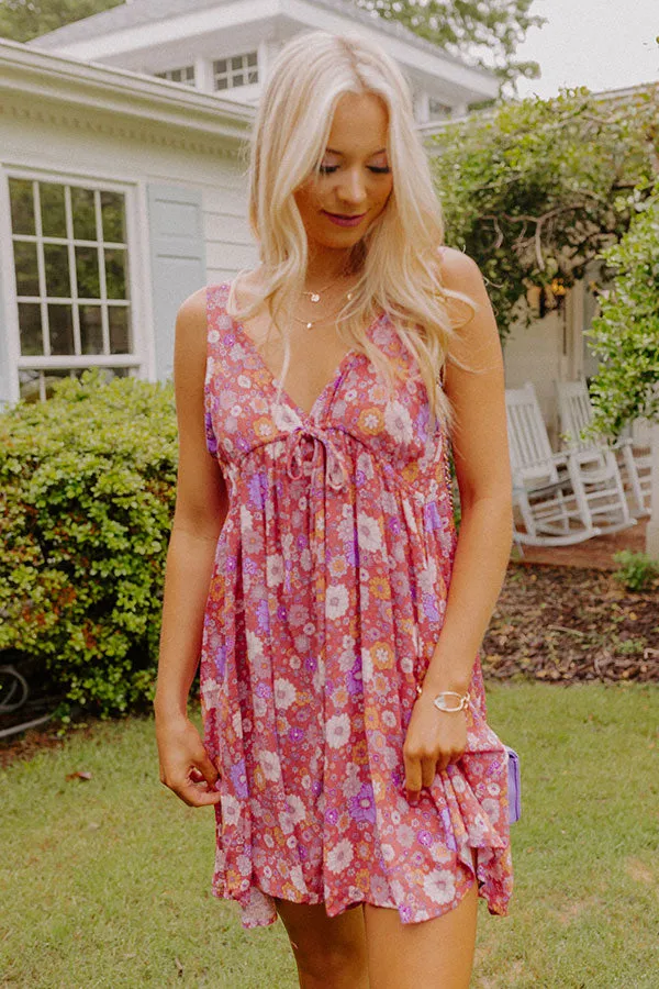 Dancing In The Rain Floral Babydoll Dress In Rose