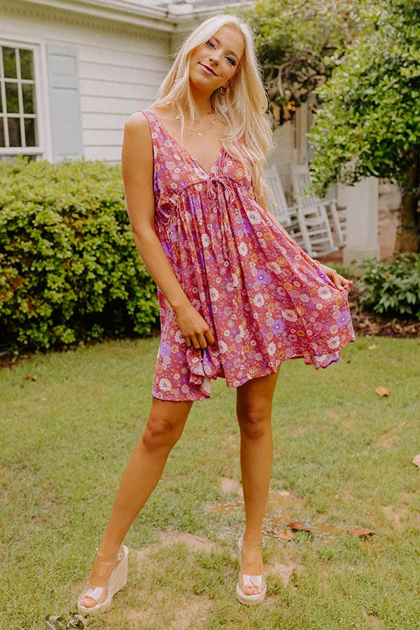 Dancing In The Rain Floral Babydoll Dress In Rose