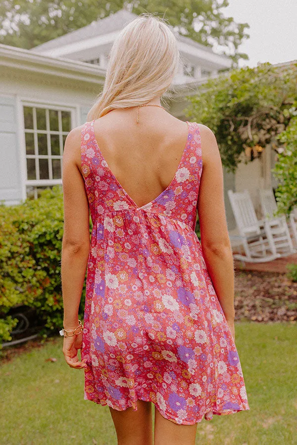 Dancing In The Rain Floral Babydoll Dress In Rose