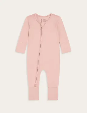 Dusty Pink Baby Long Sleeve Bamboo Romper