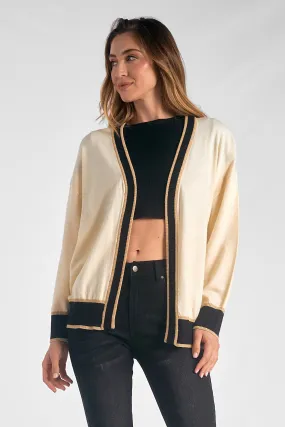 Elan Off White/Black Cardigan Sweater