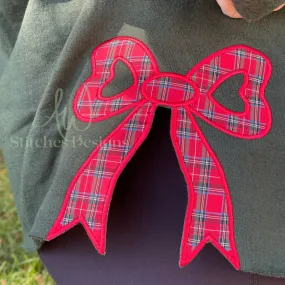 Elegant Classic Bow Appliqué – Satin Stitch Embroidery Design - Sweatshirt Side Bow Applique