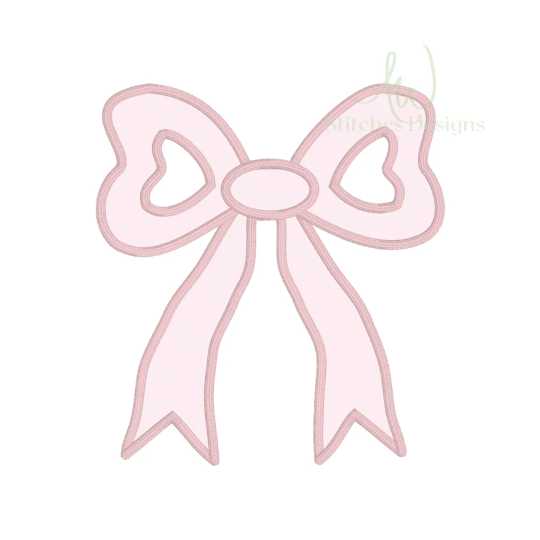 Elegant Classic Bow Appliqué – Satin Stitch Embroidery Design - Sweatshirt Side Bow Applique