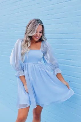 Fairytale Iridescent Babydoll Dress - Blue