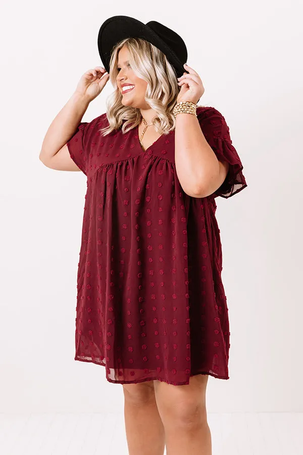 Fall Highlight Babydoll Dress In Wine   Curves