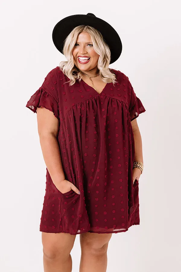 Fall Highlight Babydoll Dress In Wine   Curves