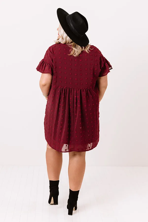 Fall Highlight Babydoll Dress In Wine   Curves