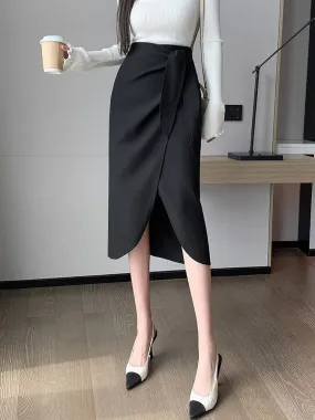 Fashionkova Ladies Elegant Slim Long Skirt New Arrival 2023 Autumn Fashion Korean Style Solid Color High Waist Women Pencil Skirts W1370