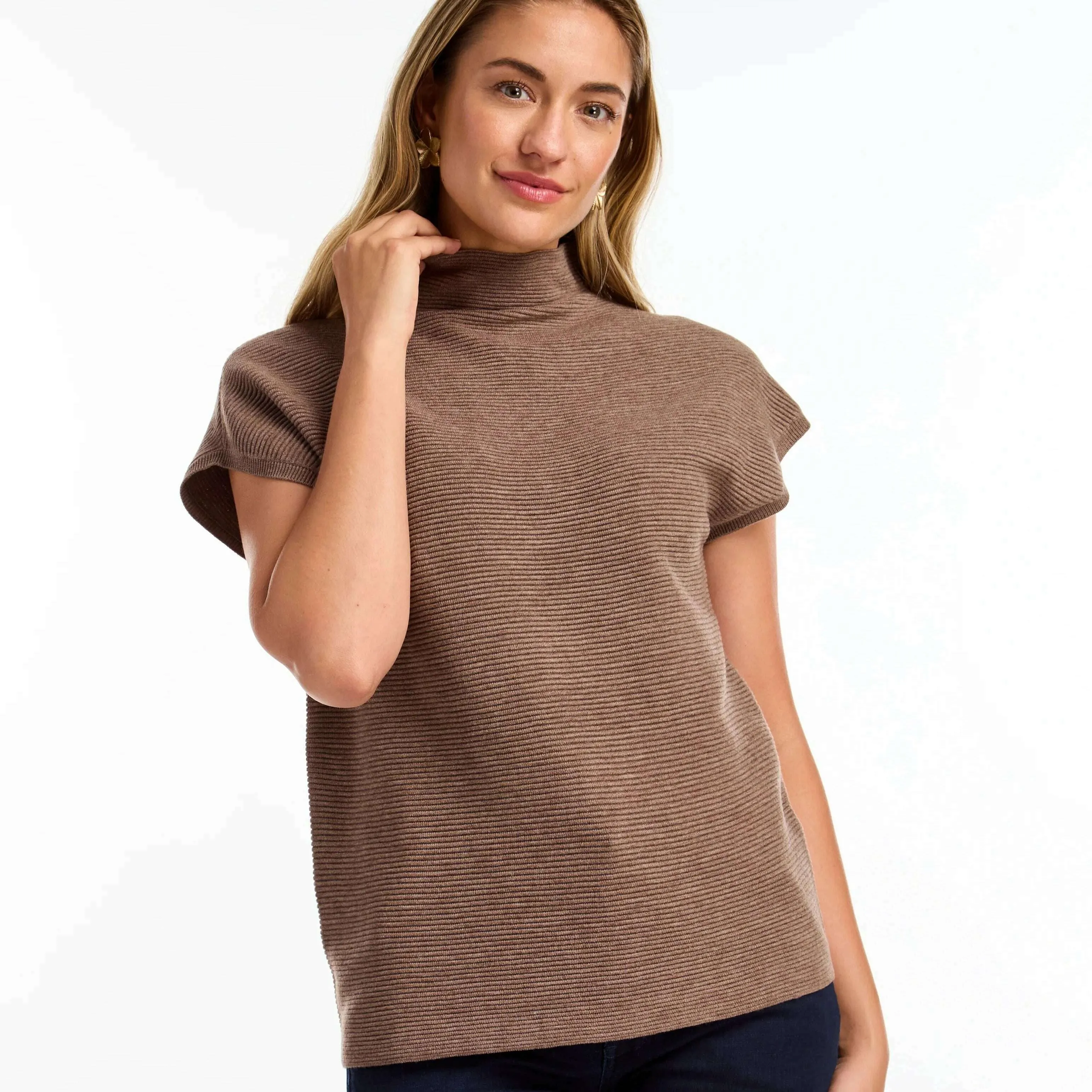 FDJ - RIBBED MOCK Sweater - Taupe