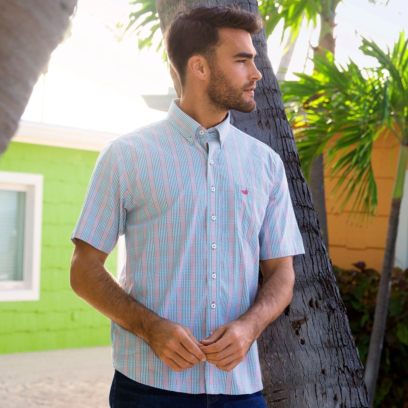 Franklin Performance Gingham Dress Shirt - Short Sleeve