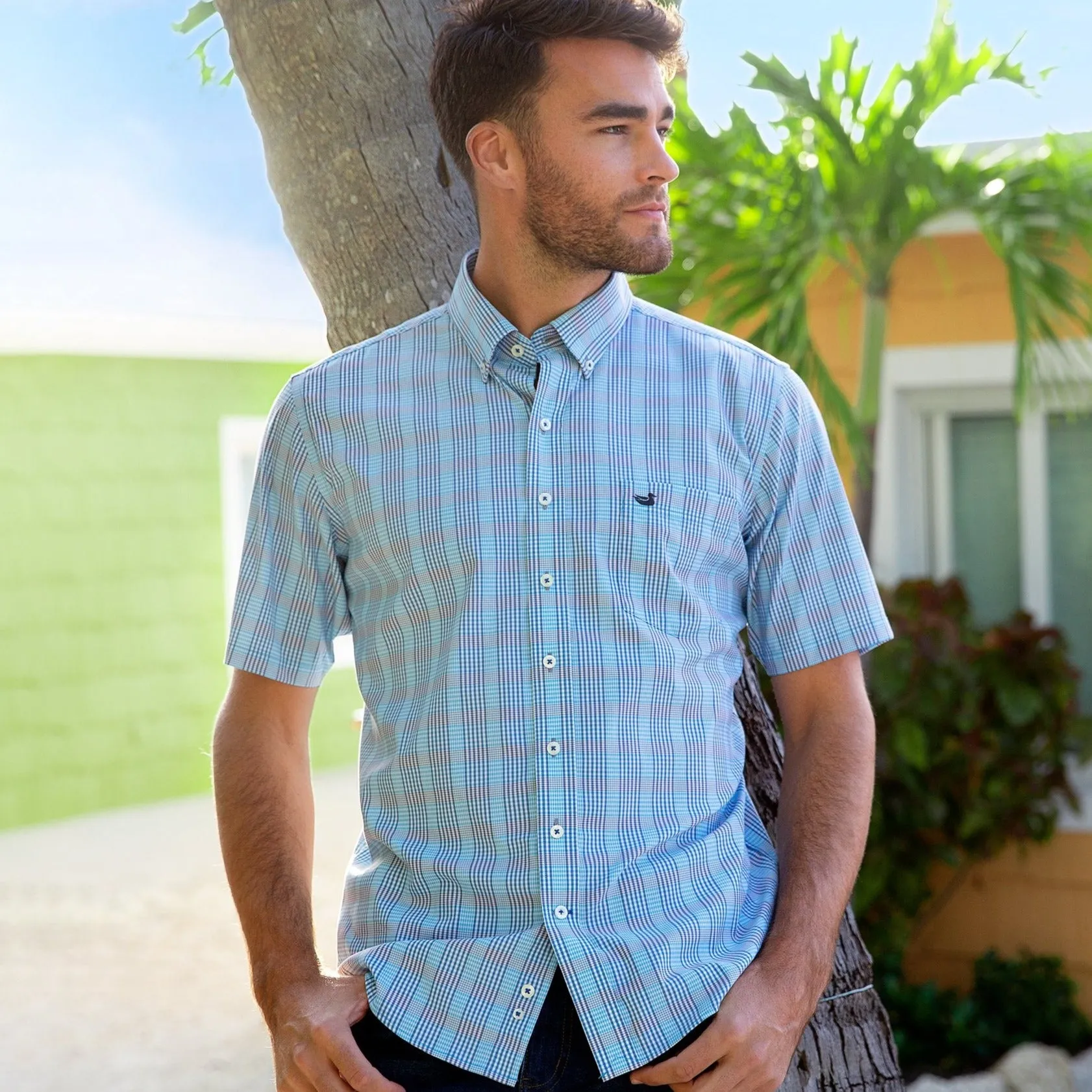 Franklin Performance Gingham Dress Shirt - Short Sleeve