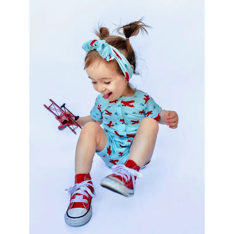 Free Dreamers Aviators Short Two-Way Zippy Romper (0-3T)