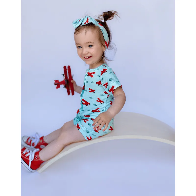 Free Dreamers Aviators Short Two-Way Zippy Romper (0-3T)