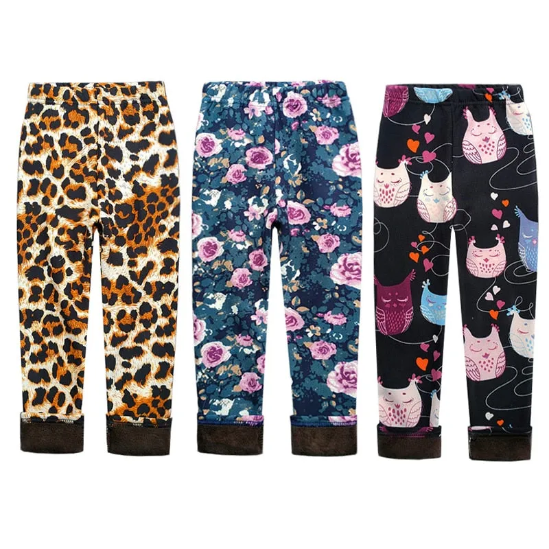 Girls Warm Winter Legging Pants, Kids Thermal Tights