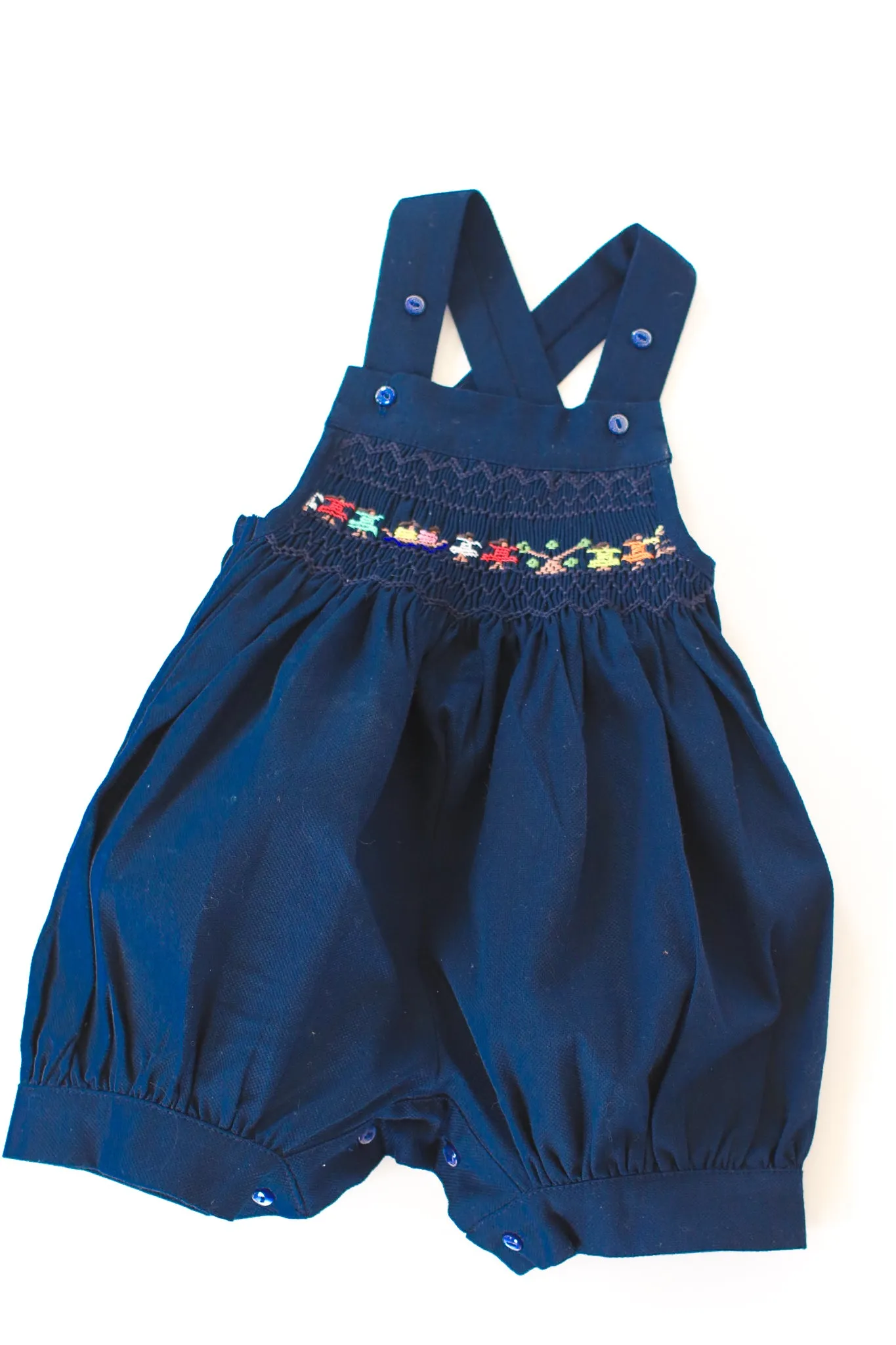 Hand-Smocked Romper Dark Navy, Children Playing