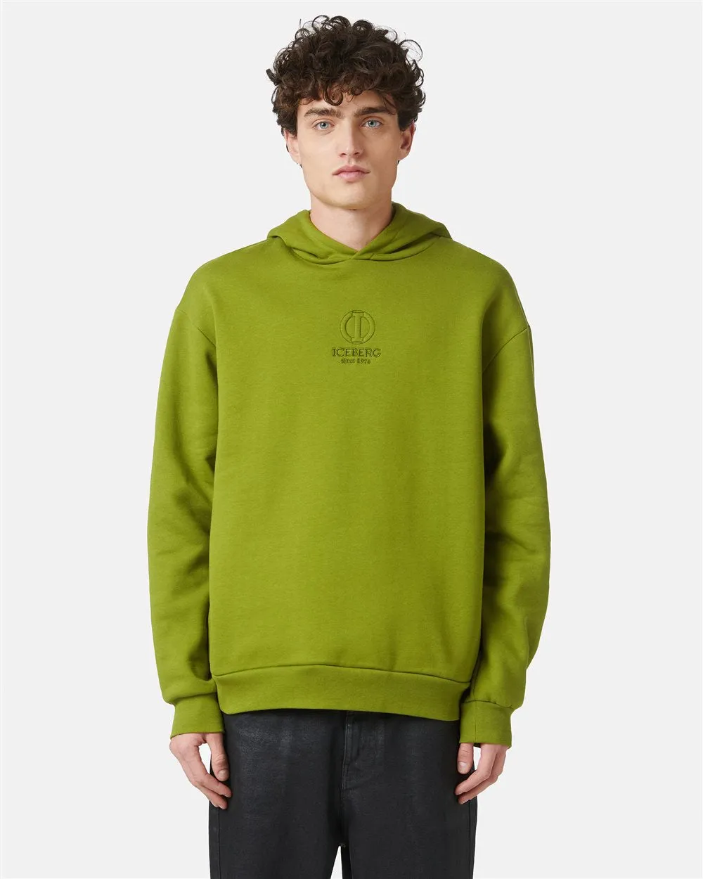 Hooded sweatshirt with Iceberg monogram logo (Green) - I24E06463145762