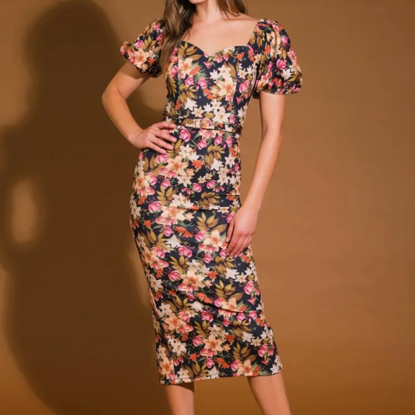 Hot Commodity Floral Print Midi Dress