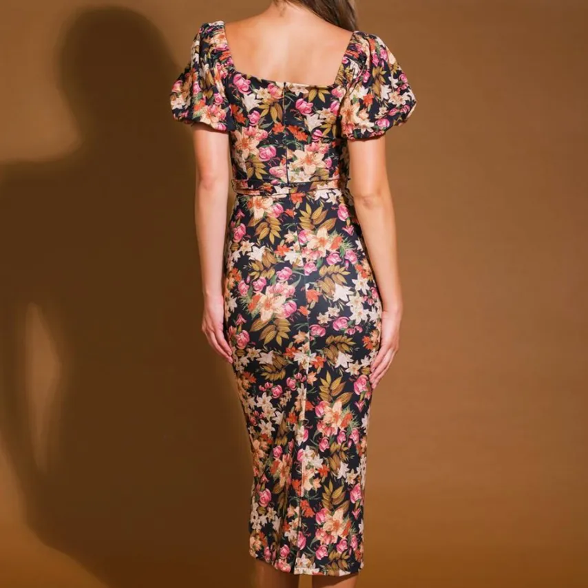 Hot Commodity Floral Print Midi Dress