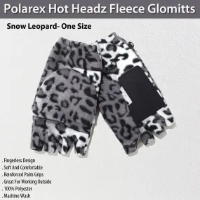 Hot Headz Polarex Fleece Glomitts - Trendy Snow Leopard Design for Winter