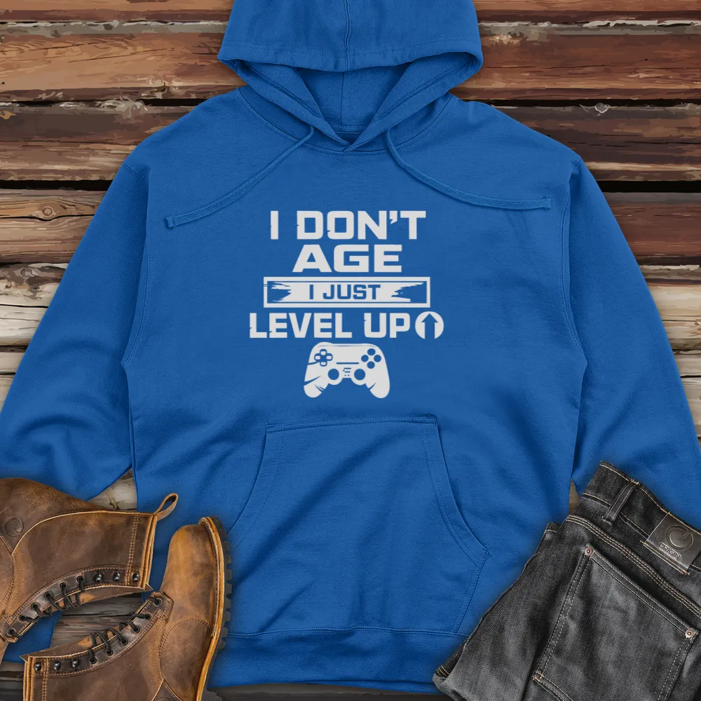 I Don't Age I Just Level Up Midweight Hooded Sweatshirt