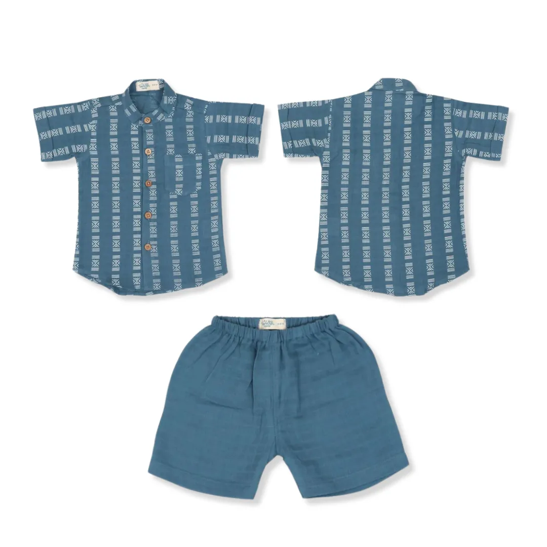 Indigo Olive Collared Co-ord sets for kids - Pack of 2