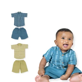 Indigo Olive Collared Co-ord sets for kids - Pack of 2