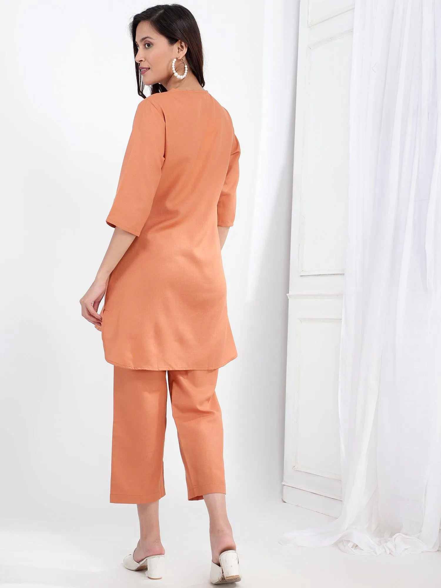 Innayat Peach Women Co-Ord Set