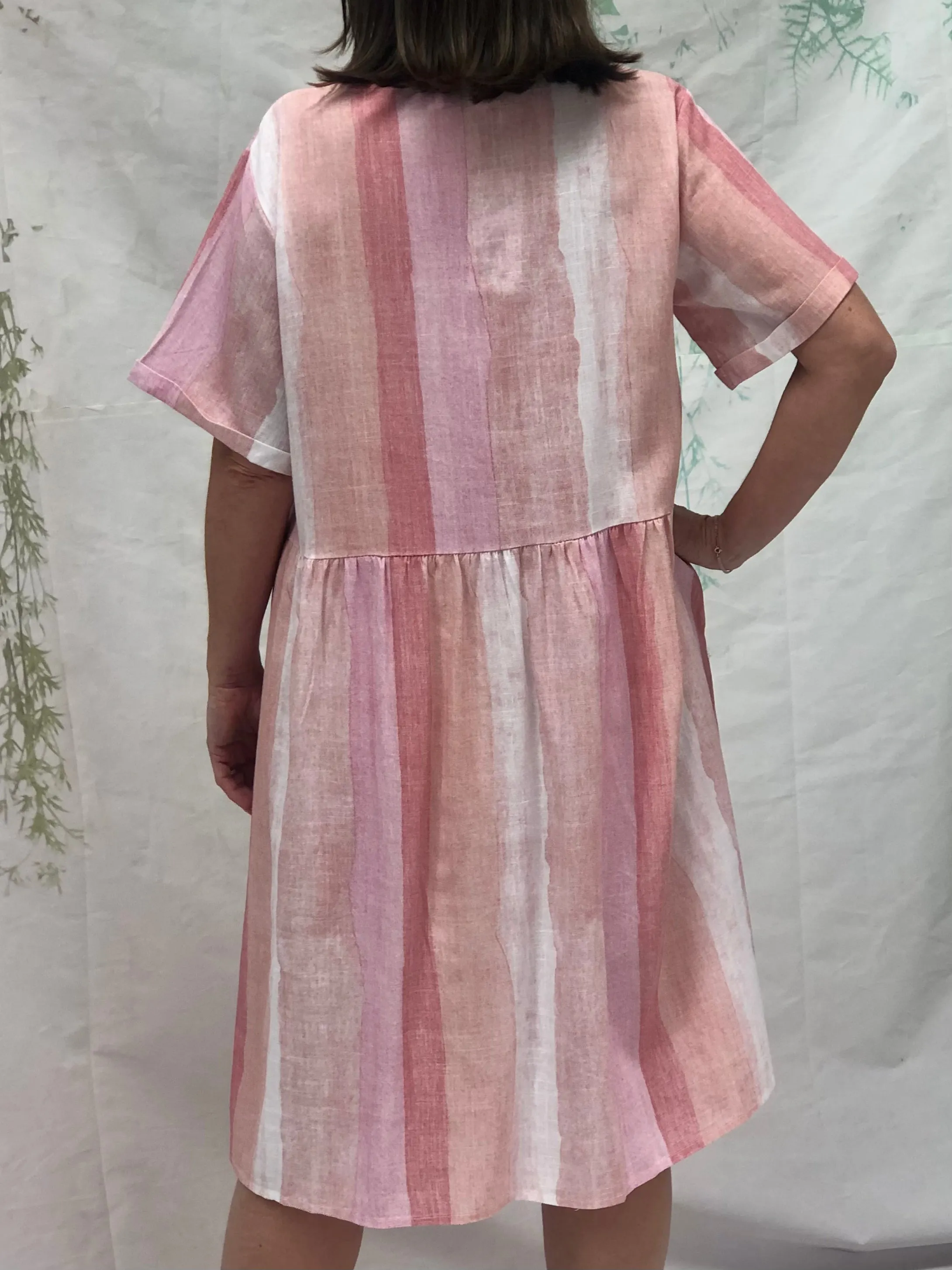 Joy Striped Blush Linen Dress