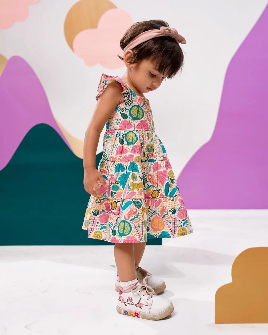 Jungle Bungle Printed Cotton Tiered Dress