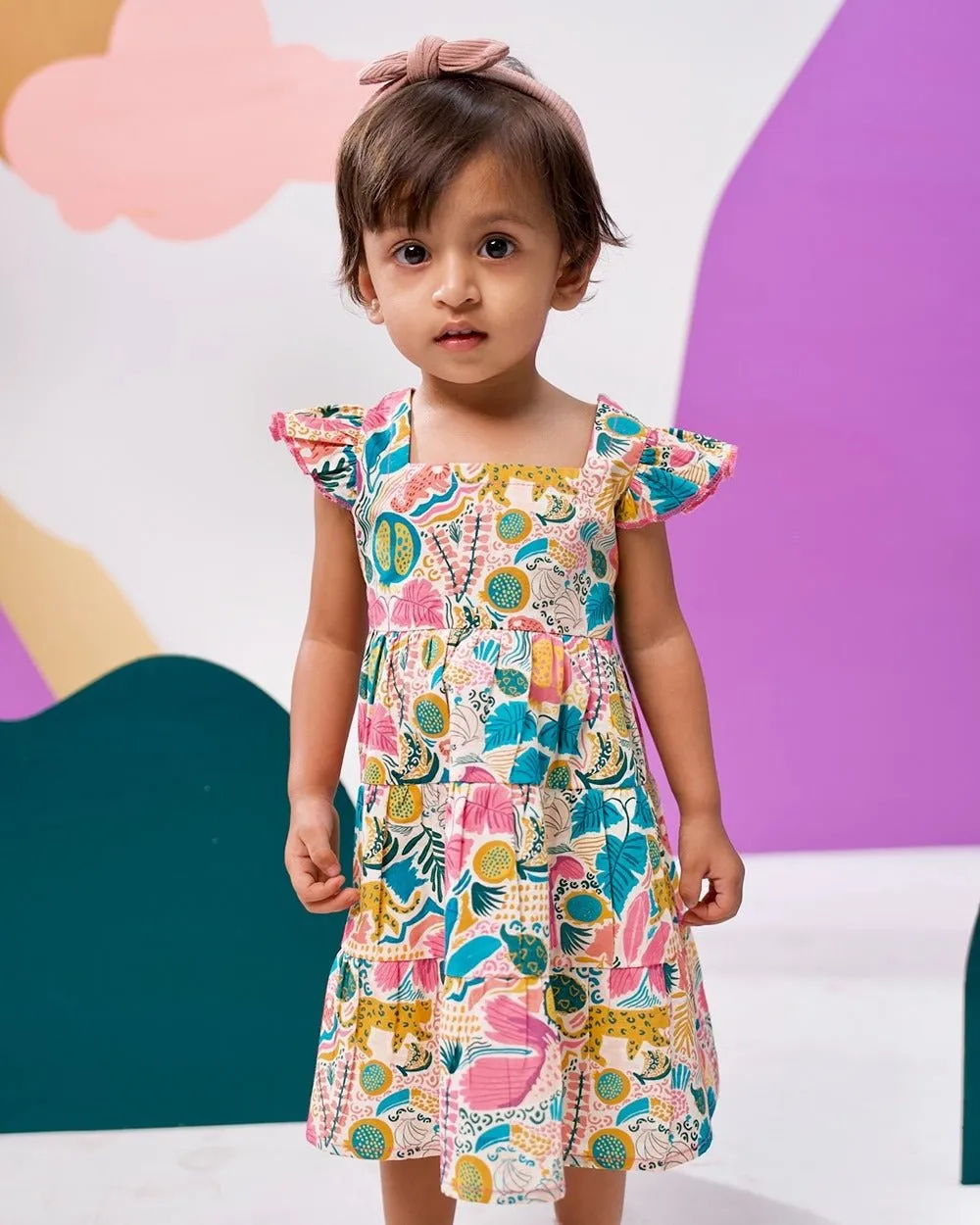 Jungle Bungle Printed Cotton Tiered Dress