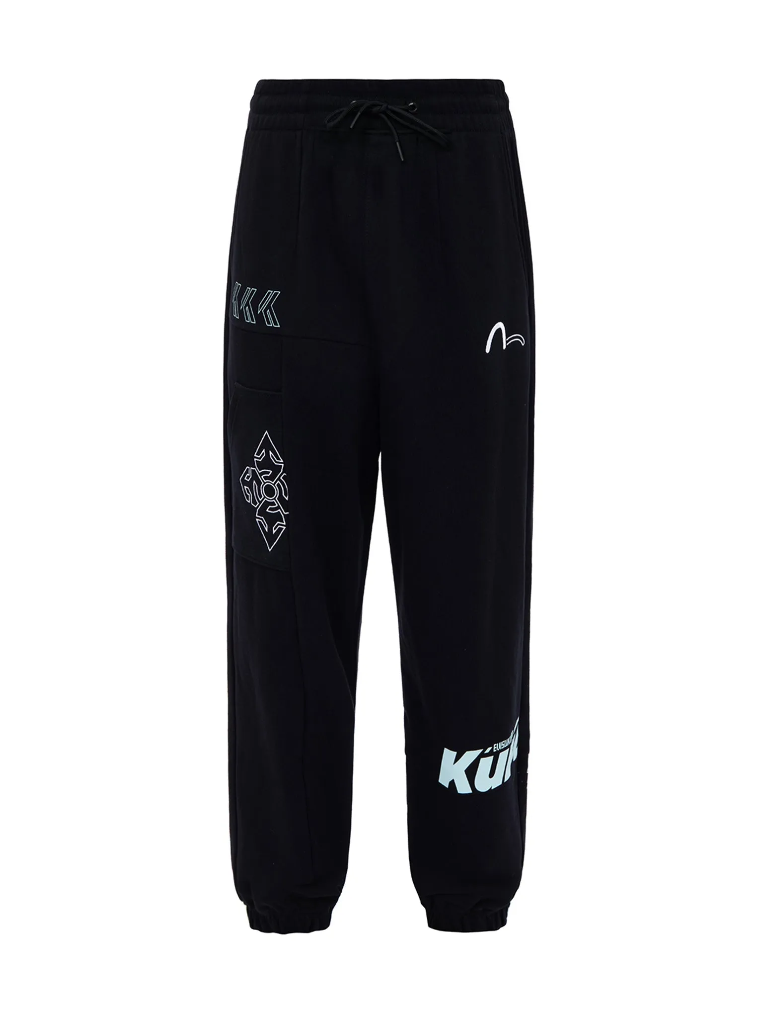 Kamon and Logo Print Wide Leg Sweatpants