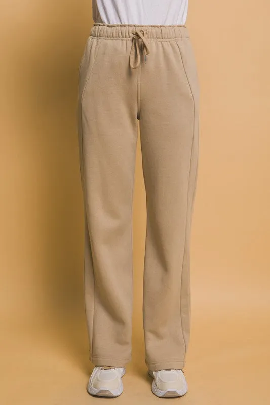 Khaki Elastic Waistband Sweatpants