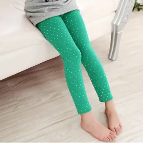 Kids Thermal Leggings - Green Dot