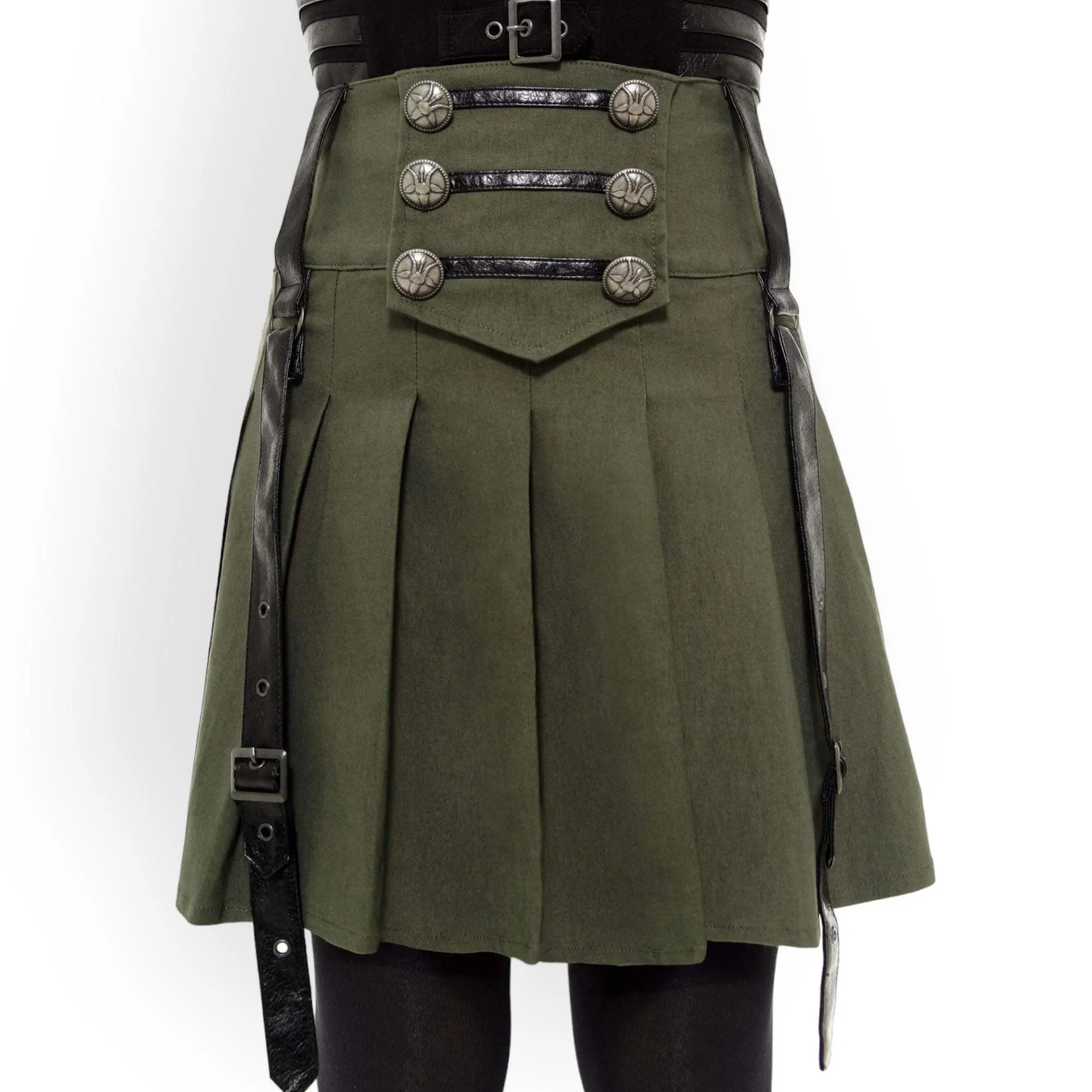 Killstar Dark Khaki Academy Skirt