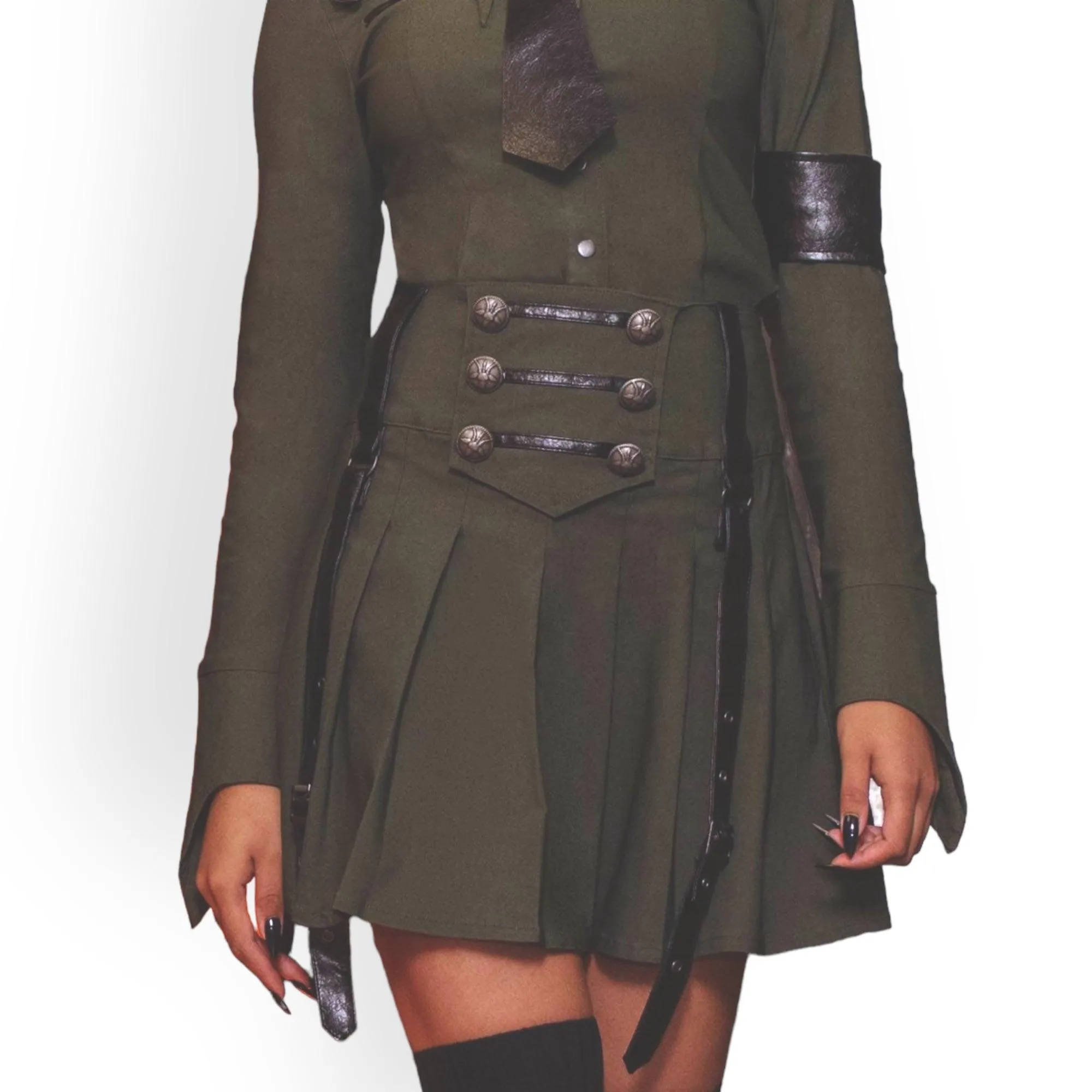 Killstar Dark Khaki Academy Skirt