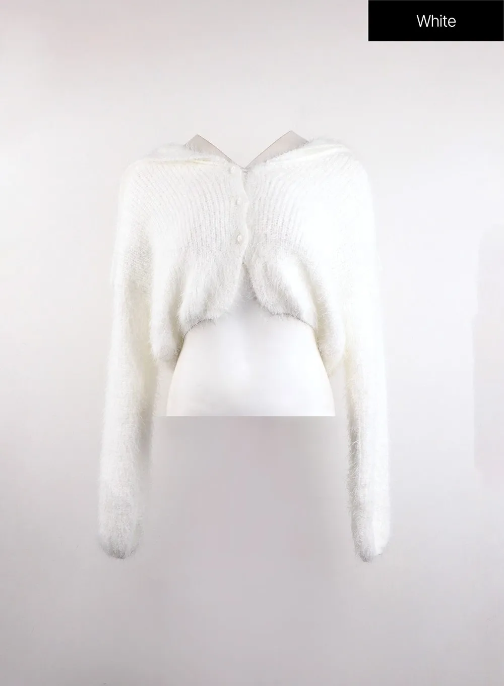 Knit Fuzzy Button-Up Cardigan OJ419