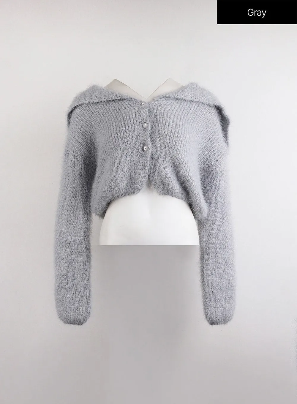 Knit Fuzzy Button-Up Cardigan OJ419