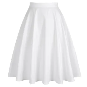 Korean White 50s Women Midi Skirt Cotton High Waist Plus Size A Line Vintage Floral Pin Up Style Rockabilly Swing Jurken 2021