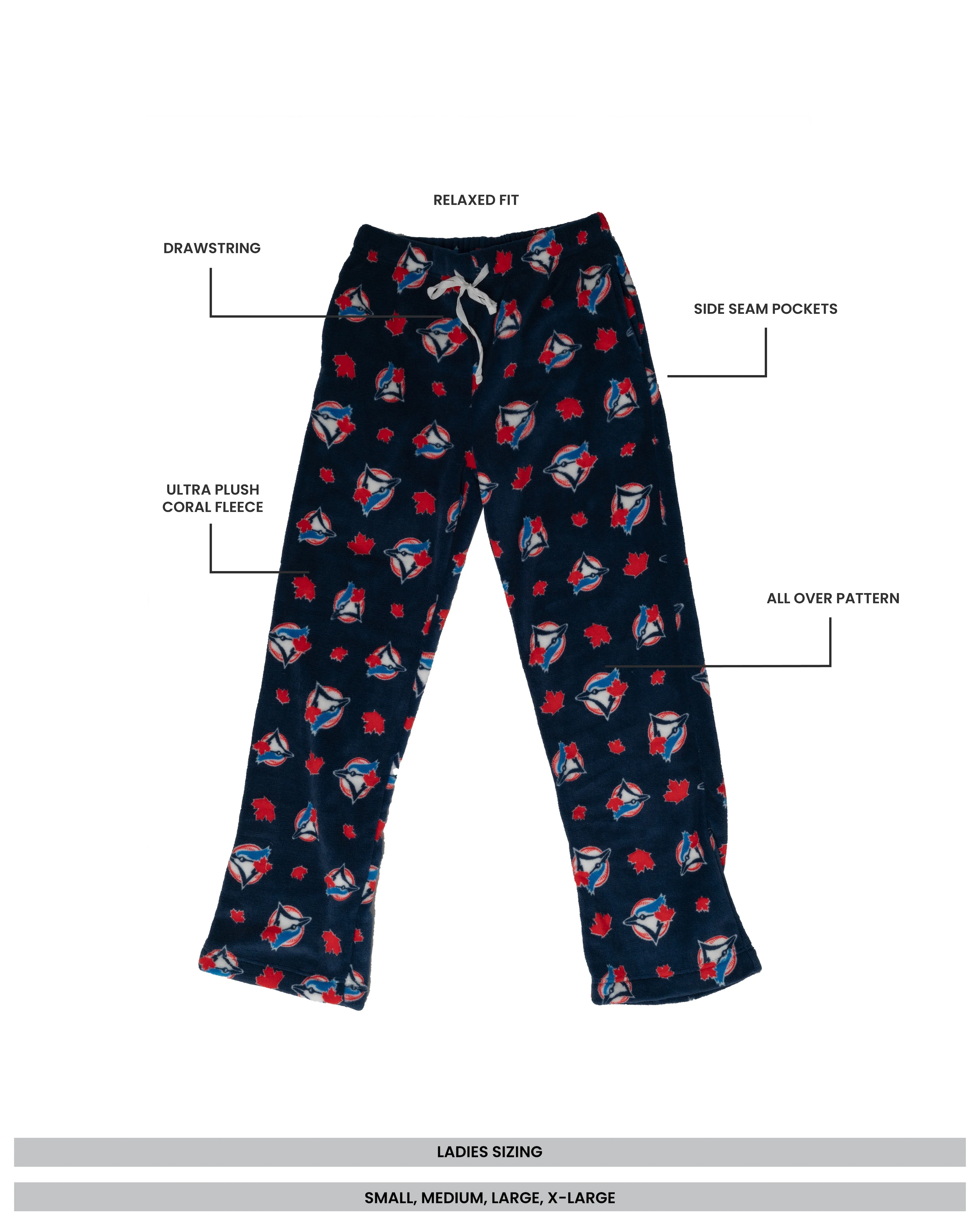 Ladies MLB Toronto Blue Jays Ladies Soft Coral Fleece Pajama Pants