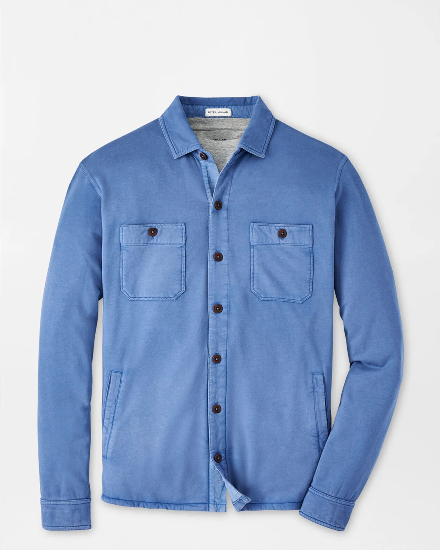 LAVA WASH FLEECE KNIT SHIRT JACKET - MOON BLUE