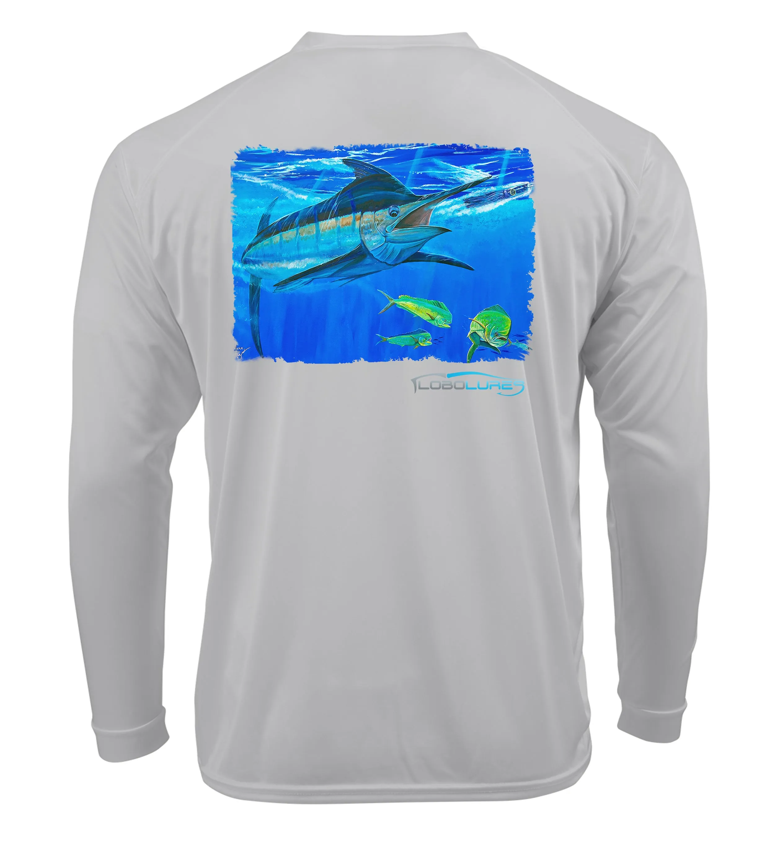 Lobo Lures Blue Marlin Chase Lifestyle Performance UPF50  T-Shirt