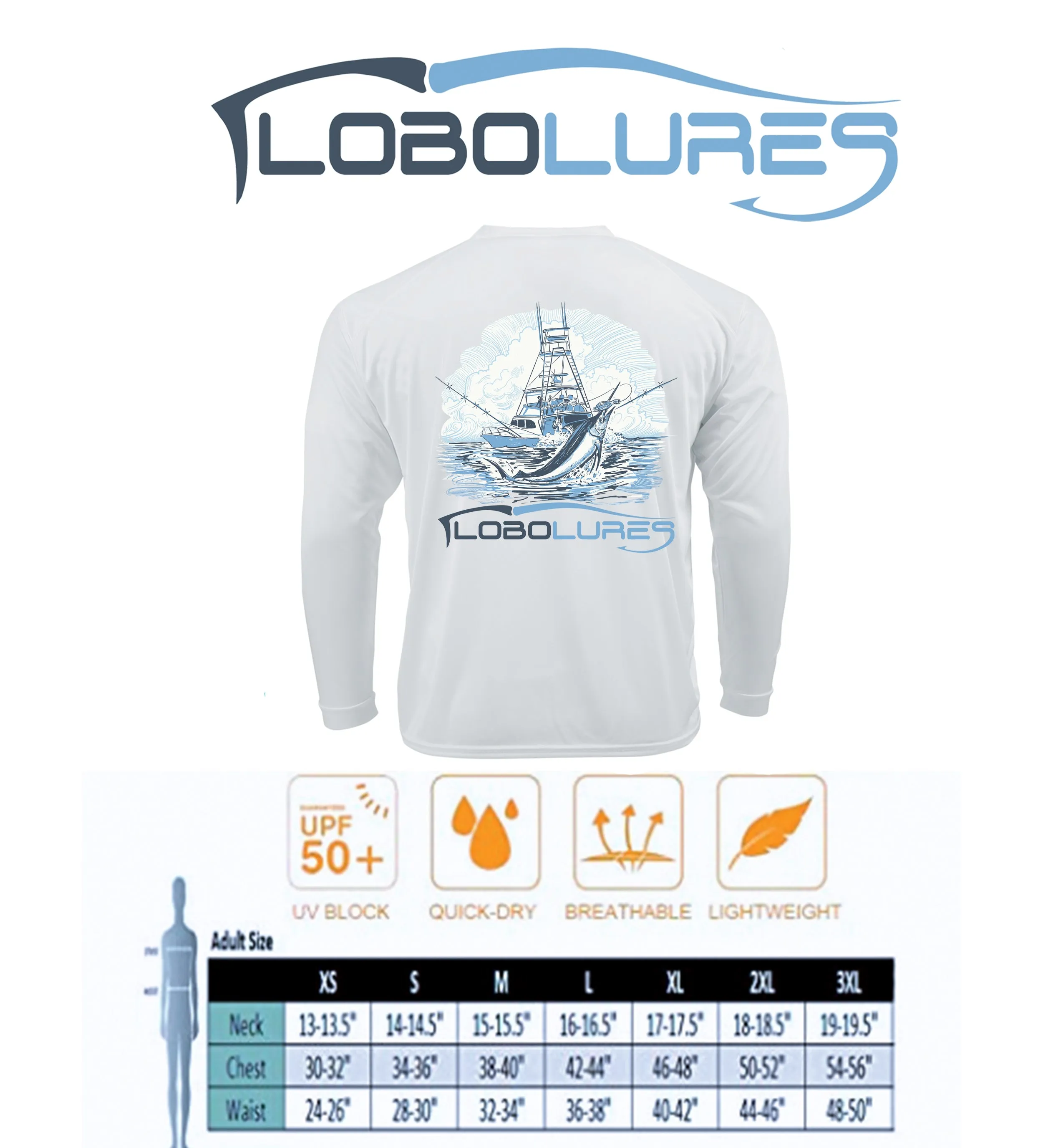 Lobo Lures Never Back Down Sportfish Lifestyle Performance UPF50  T-Shirt