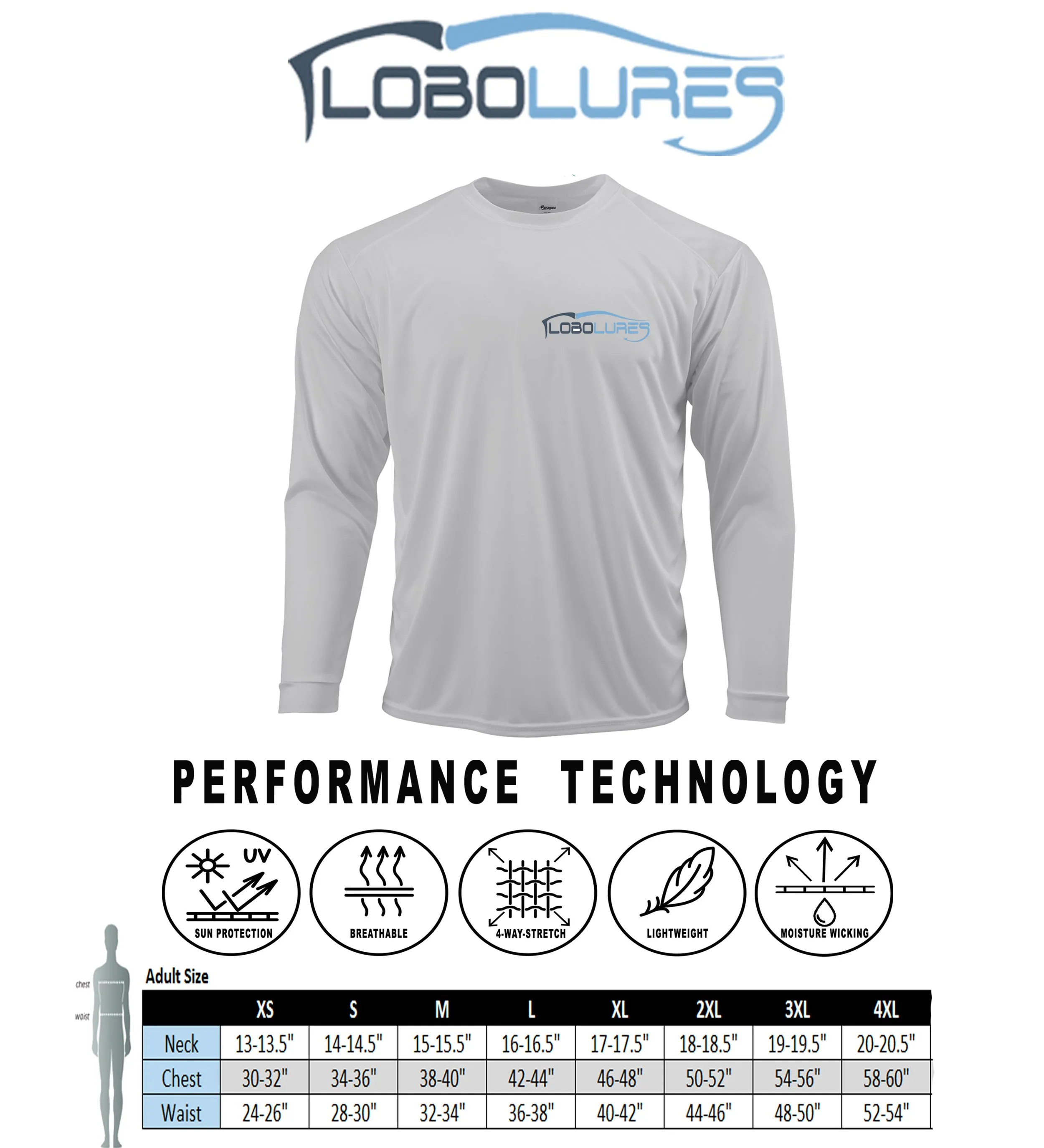 Lobo Lures Pacific Fly Rash Guard LS Performance UPF 50 Unisex Shirt