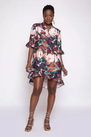 MADE TO ORDER: Viscera Oil Spill Print Ruffle Dress