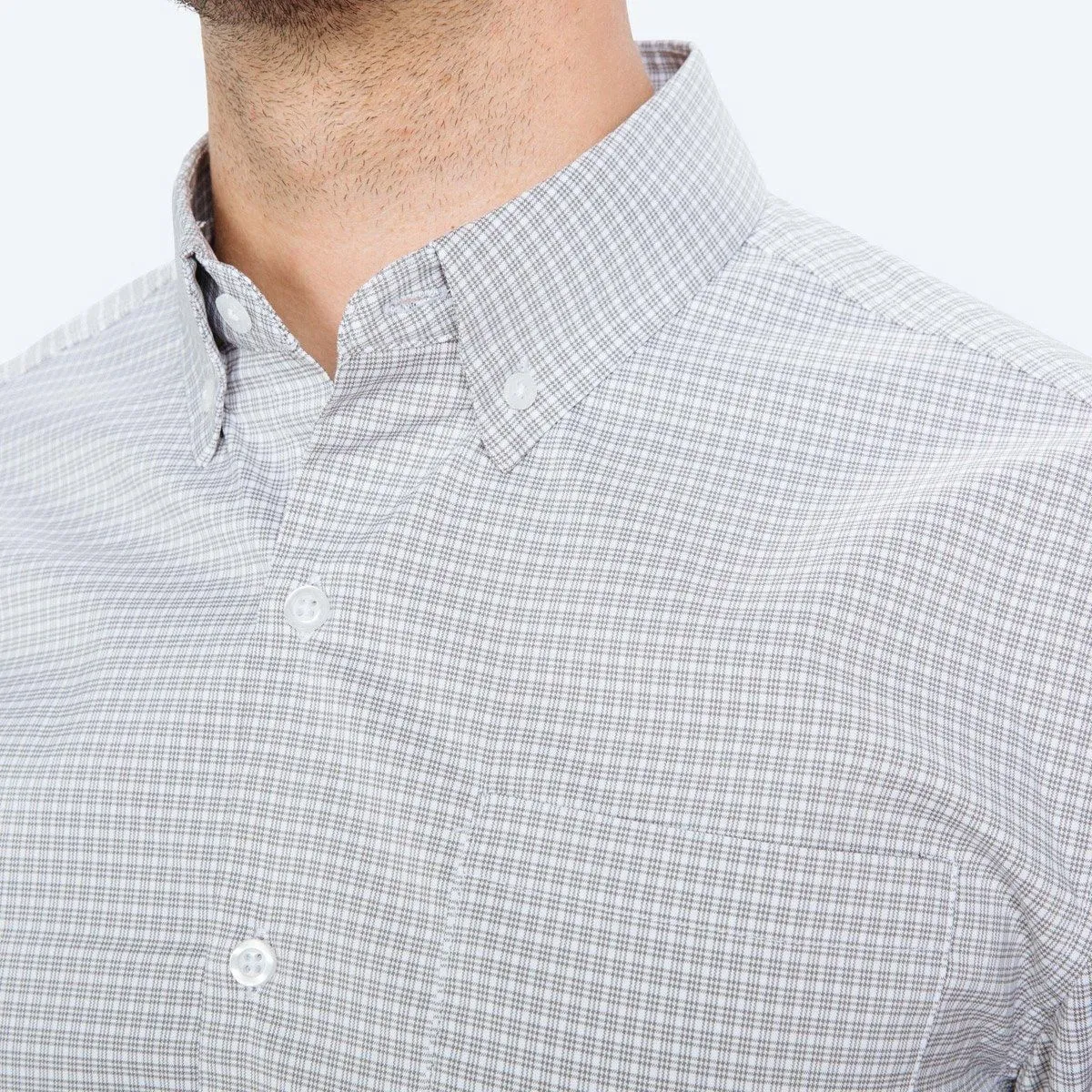 Men's Aero Button Down - Grey Quad Grid