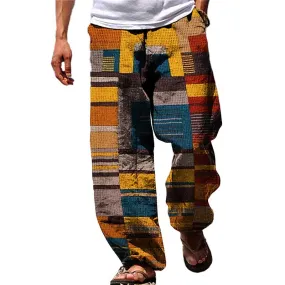 Men's Color Block Printed Casual Trousers 29020994L