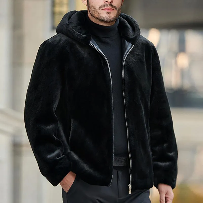 Men's Hooded Faux Fur Jacket 06456669YM