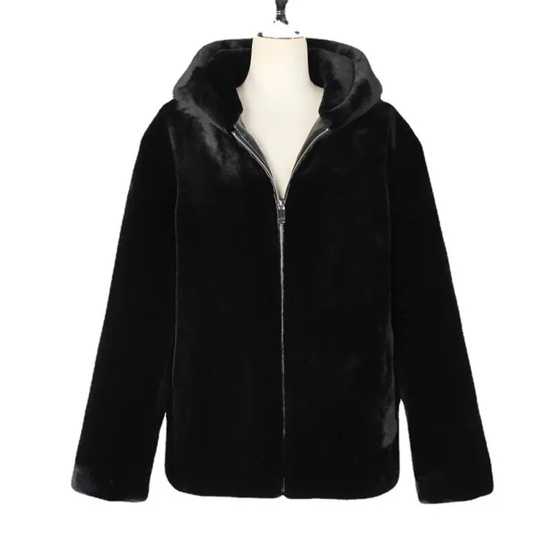 Men's Hooded Faux Fur Jacket 06456669YM