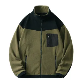 MEN'S OUTDOOR SPORTS FLEECE ZIPPER JACKET COLOR BLOCKED HOODIE