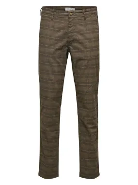 Men's Plaid Chino Pants,Brown